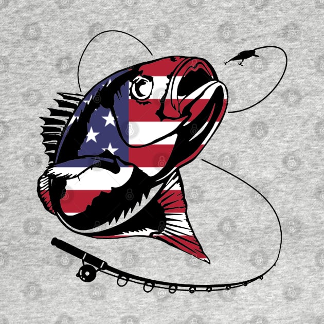 4th of July Fishing American Flag by Studio Hues